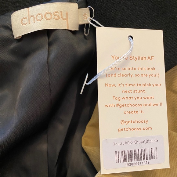 CHOOSY NWT Blackjack Two Tone Black Khaki Tan Trench Vest Dress Collared. Small - Picture 14 of 15